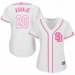 Womens Majestic San Diego Padres 20 Carlos Asuaje Replica White Fashion Cool Base MLB Jersey 