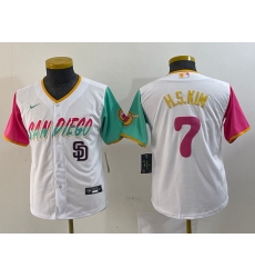 Youth San Diego Padres 7 Ha Seong Kim White City Connect Stitched Baseball Jersey 1 Youth San Diego Padres 7 Ha Seong Kim White City Connect Stitched Baseball Jersey 1