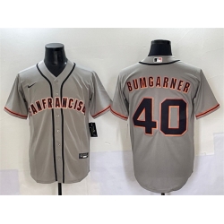 Men San Francisco Giants 40 Madison Bumgarner Grey Cool Base Stitched Baseball Jersey