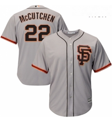 Mens Majestic San Francisco Giants 22 Andrew McCutchen Replica Grey Road 2 Cool Base MLB Jersey 