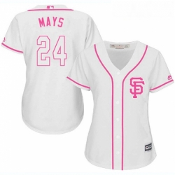 Womens Majestic San Francisco Giants 24 Willie Mays Authentic White Fashion Cool Base MLB Jersey