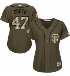 Womens Majestic San Francisco Giants 47 Johnny Cueto Replica Green Salute to Service MLB Jersey Womens Majestic San Francisco Giants 47 Johnny Cueto Replica Green Salute to Service MLB Jersey
