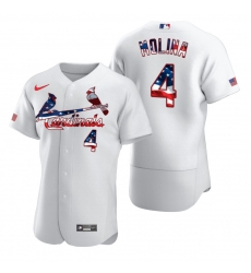 Men St Louis St.Louis Cardinals 4 Yadier Molina Men Nike White Fluttering USA Flag Limited Edition Flex Base MLB Jersey Men St Louis St.Louis Cardinals 4 Yadier Molina Men Nike White Fluttering USA Flag Limited Edition Flex Base MLB Jersey