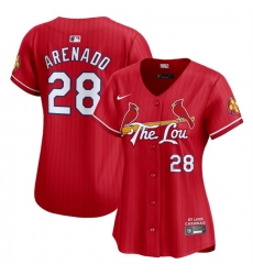 Women St Louis Cardinals 28 Nolan Arenado Red 2024 City Connect Limited Stitched Baseball Jersey Women St Louis Cardinals 28 Nolan Arenado Red 2024 City Connect Limited Stitched Baseball Jersey