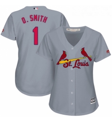 Womens Majestic St Louis Cardinals 1 Ozzie Smith Authentic Grey Road Cool Base MLB Jersey Womens Majestic St Louis Cardinals 1 Ozzie Smith Authentic Grey Road Cool Base MLB Jersey