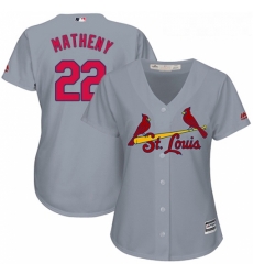 Womens Majestic St Louis Cardinals 22 Mike Matheny Replica Grey Road Cool Base MLB Jersey Womens Majestic St Louis Cardinals 22 Mike Matheny Replica Grey Road Cool Base MLB Jersey