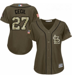 Womens Majestic St Louis Cardinals 27 Brett Cecil Authentic Green Salute to Service MLB Jersey Womens Majestic St Louis Cardinals 27 Brett Cecil Authentic Green Salute to Service MLB Jersey