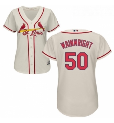 Womens Majestic St Louis Cardinals 50 Adam Wainwright Replica Cream Alternate Cool Base MLB Jersey Womens Majestic St Louis Cardinals 50 Adam Wainwright Replica Cream Alternate Cool Base MLB Jersey