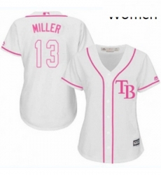 Womens Majestic Tampa Bay Rays 13 Brad Miller Authentic White Fashion Cool Base MLB Jersey Womens Majestic Tampa Bay Rays 13 Brad Miller Authentic White Fashion Cool Base MLB Jersey