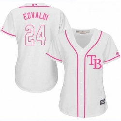 Womens Majestic Tampa Bay Rays 24 Nathan Eovaldi Authentic White Fashion Cool Base MLB Jersey 