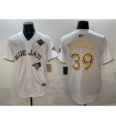 Men Toronto Blue Jays 39 Trey Yesavage White Gold 2025 American League Champions Limited Stitched Baseball Jersey
