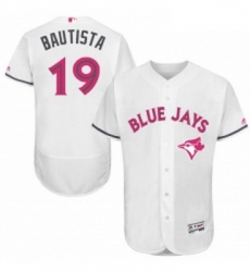 Mens Majestic Toronto Blue Jays 19 Jose Bautista Authentic White 2016 Mothers Day Fashion Flex Base Jersey Mens Majestic Toronto Blue Jays 19 Jose Bautista Authentic White 2016 Mothers Day Fashion Flex Base Jersey
