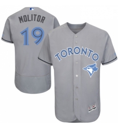 Mens Majestic Toronto Blue Jays 19 Paul Molitor Authentic Gray 2016 Fathers Day Fashion Flex Base MLB Jersey Mens Majestic Toronto Blue Jays 19 Paul Molitor Authentic Gray 2016 Fathers Day Fashion Flex Base MLB Jersey