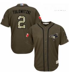 Mens Majestic Toronto Blue Jays 2 Troy Tulowitzki Authentic Green Salute to Service MLB Jersey Mens Majestic Toronto Blue Jays 2 Troy Tulowitzki Authentic Green Salute to Service MLB Jersey