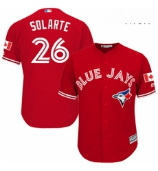 Mens Majestic Toronto Blue Jays 26 Yangervis Solarte Replica Scarlet Alternate Cool Base MLB Jersey Mens Majestic Toronto Blue Jays 26 Yangervis Solarte Replica Scarlet Alternate Cool Base MLB Jersey