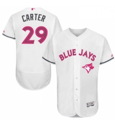 Mens Majestic Toronto Blue Jays 29 Joe Carter Authentic White 2016 Mothers Day Fashion Flex Base MLB Jersey Mens Majestic Toronto Blue Jays 29 Joe Carter Authentic White 2016 Mothers Day Fashion Flex Base MLB Jersey