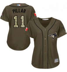 Womens Majestic Toronto Blue Jays 11 Kevin Pillar Replica Green Salute to Service MLB Jersey Womens Majestic Toronto Blue Jays 11 Kevin Pillar Replica Green Salute to Service MLB Jersey