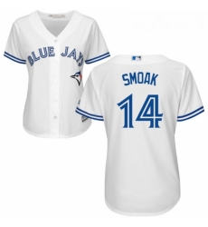 Womens Majestic Toronto Blue Jays 14 Justin Smoak Authentic White Home MLB Jersey Womens Majestic Toronto Blue Jays 14 Justin Smoak Authentic White Home MLB Jersey