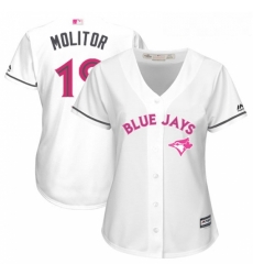 Womens Majestic Toronto Blue Jays 19 Paul Molitor Replica White Mothers Day Cool Base MLB Jersey Womens Majestic Toronto Blue Jays 19 Paul Molitor Replica White Mothers Day Cool Base MLB Jersey