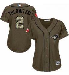 Womens Majestic Toronto Blue Jays 2 Troy Tulowitzki Authentic Green Salute to Service MLB Jersey Womens Majestic Toronto Blue Jays 2 Troy Tulowitzki Authentic Green Salute to Service MLB Jersey