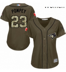 Womens Majestic Toronto Blue Jays 23 Dalton Pompey Authentic Green Salute to Service MLB Jersey Womens Majestic Toronto Blue Jays 23 Dalton Pompey Authentic Green Salute to Service MLB Jersey