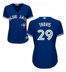 Womens Majestic Toronto Blue Jays 29 Devon Travis Authentic Blue Alternate MLB Jersey Womens Majestic Toronto Blue Jays 29 Devon Travis Authentic Blue Alternate MLB Jersey