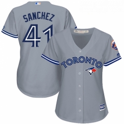 Womens Majestic Toronto Blue Jays 41 Aaron Sanchez Authentic Grey Road MLB Jersey