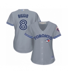 Women's Toronto Blue Jays #8 Cavan Biggio Authentic Grey Road Baseball Player Jersey Women's Toronto Blue Jays #8 Cavan Biggio Authentic Grey Road Baseball Player Jersey