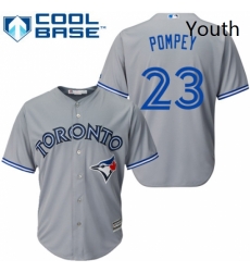 Youth Majestic Toronto Blue Jays 23 Dalton Pompey Replica Grey Road MLB Jersey Youth Majestic Toronto Blue Jays 23 Dalton Pompey Replica Grey Road MLB Jersey