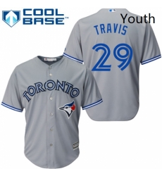 Youth Majestic Toronto Blue Jays 29 Devon Travis Replica Grey Road MLB Jersey Youth Majestic Toronto Blue Jays 29 Devon Travis Replica Grey Road MLB Jersey
