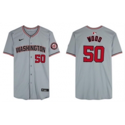 Men Washington Nationals 50 James Wood Gray Limited Stitched Baseball Jersey