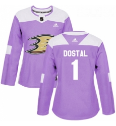 Womens Adidas Anaheim Ducks 1 Lukas Dostal Authentic Purple Fights Cancer Practice NHL Jersey Womens Adidas Anaheim Ducks 1 Lukas Dostal Authentic Purple Fights Cancer Practice NHL Jersey
