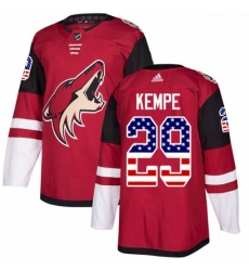 Mens Adidas Arizona Coyotes 29 Mario Kempe Authentic Red USA Flag Fashion NHL Jersey Mens Adidas Arizona Coyotes 29 Mario Kempe Authentic Red USA Flag Fashion NHL Jersey