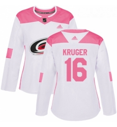 Womens Adidas Carolina Hurricanes 16 Marcus Kruger Authentic WhitePink Fashion NHL Jersey Womens Adidas Carolina Hurricanes 16 Marcus Kruger Authentic WhitePink Fashion NHL Jersey