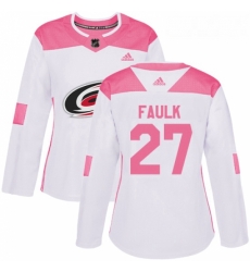 Womens Adidas Carolina Hurricanes 27 Justin Faulk Authentic WhitePink Fashion NHL Jersey Womens Adidas Carolina Hurricanes 27 Justin Faulk Authentic WhitePink Fashion NHL Jersey
