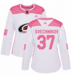 Womens Adidas Carolina Hurricanes 37 Andrei Svechnikov Authentic White Pink Fashion NHL Jersey Womens Adidas Carolina Hurricanes 37 Andrei Svechnikov Authentic White Pink Fashion NHL Jersey