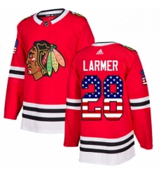 Mens Adidas Chicago Blackhawks 28 Steve Larmer Authentic Red USA Flag Fashion NHL Jersey Mens Adidas Chicago Blackhawks 28 Steve Larmer Authentic Red USA Flag Fashion NHL Jersey