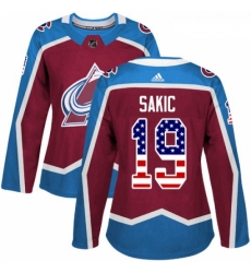 Womens Adidas Colorado Avalanche 19 Joe Sakic Authentic Burgundy Red USA Flag Fashion NHL Jersey Womens Adidas Colorado Avalanche 19 Joe Sakic Authentic Burgundy Red USA Flag Fashion NHL Jersey