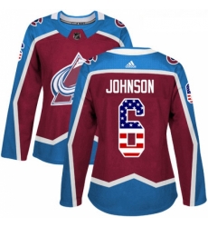 Womens Adidas Colorado Avalanche 6 Erik Johnson Authentic Burgundy Red USA Flag Fashion NHL Jersey Womens Adidas Colorado Avalanche 6 Erik Johnson Authentic Burgundy Red USA Flag Fashion NHL Jersey
