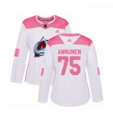 Womens Adidas Colorado Avalanche 75 Justus Annunen Authentic White Pink Fashion NHL Jersey Womens Adidas Colorado Avalanche 75 Justus Annunen Authentic White Pink Fashion NHL Jersey