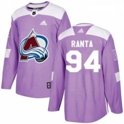 Youth Adidas Colorado Avalanche 94 Sampo Ranta Authentic Purple Fights Cancer Practice NHL Jersey 