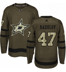 Mens Adidas Dallas Stars 47 Alexander Radulov Premier Green Salute to Service NHL Jersey 