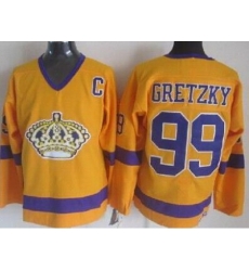 Los Angeles Kings 99 Wayne Gretzky Yellow Throwback CCM NHL Jersey Los Angeles Kings 99 Wayne Gretzky Yellow Throwback CCM NHL Jersey