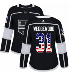 Womens Adidas Los Angeles Kings 31 Scott Wedgewood Authentic Black USA Flag Fashion NHL Jersey Womens Adidas Los Angeles Kings 31 Scott Wedgewood Authentic Black USA Flag Fashion NHL Jersey