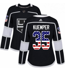 Womens Adidas Los Angeles Kings 35 Darcy Kuemper Authentic Black USA Flag Fashion NHL Jersey Womens Adidas Los Angeles Kings 35 Darcy Kuemper Authentic Black USA Flag Fashion NHL Jersey