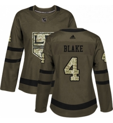 Womens Adidas Los Angeles Kings 4 Rob Blake Authentic Green Salute to Service NHL Jersey Womens Adidas Los Angeles Kings 4 Rob Blake Authentic Green Salute to Service NHL Jersey