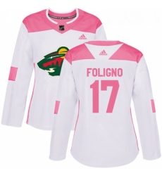 Womens Adidas Minnesota Wild 17 Marcus Foligno Authentic WhitePink Fashion NHL Jersey Womens Adidas Minnesota Wild 17 Marcus Foligno Authentic WhitePink Fashion NHL Jersey