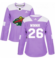 Womens Adidas Minnesota Wild 26 Daniel Winnik Authentic Purple Fights Cancer Practice NHL Jersey Womens Adidas Minnesota Wild 26 Daniel Winnik Authentic Purple Fights Cancer Practice NHL Jersey