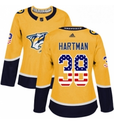 Womens Adidas Nashville Predators 38 Ryan Hartman Authentic Gold USA Flag Fashion NHL Jersey Womens Adidas Nashville Predators 38 Ryan Hartman Authentic Gold USA Flag Fashion NHL Jersey
