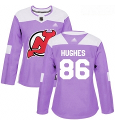 Devils #86 Jack Hughes Purple Authentic Fights Cancer Women Stitched Hockey Jersey Devils #86 Jack Hughes Purple Authentic Fights Cancer Women Stitched Hockey Jersey